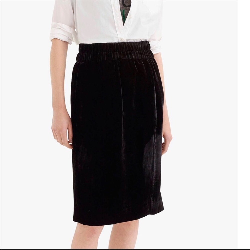 J. Crew Black Velvet Pull On Skirt